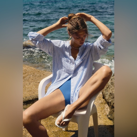 H&M Linen Blend Stripped Shirt - Picture 1 of 10